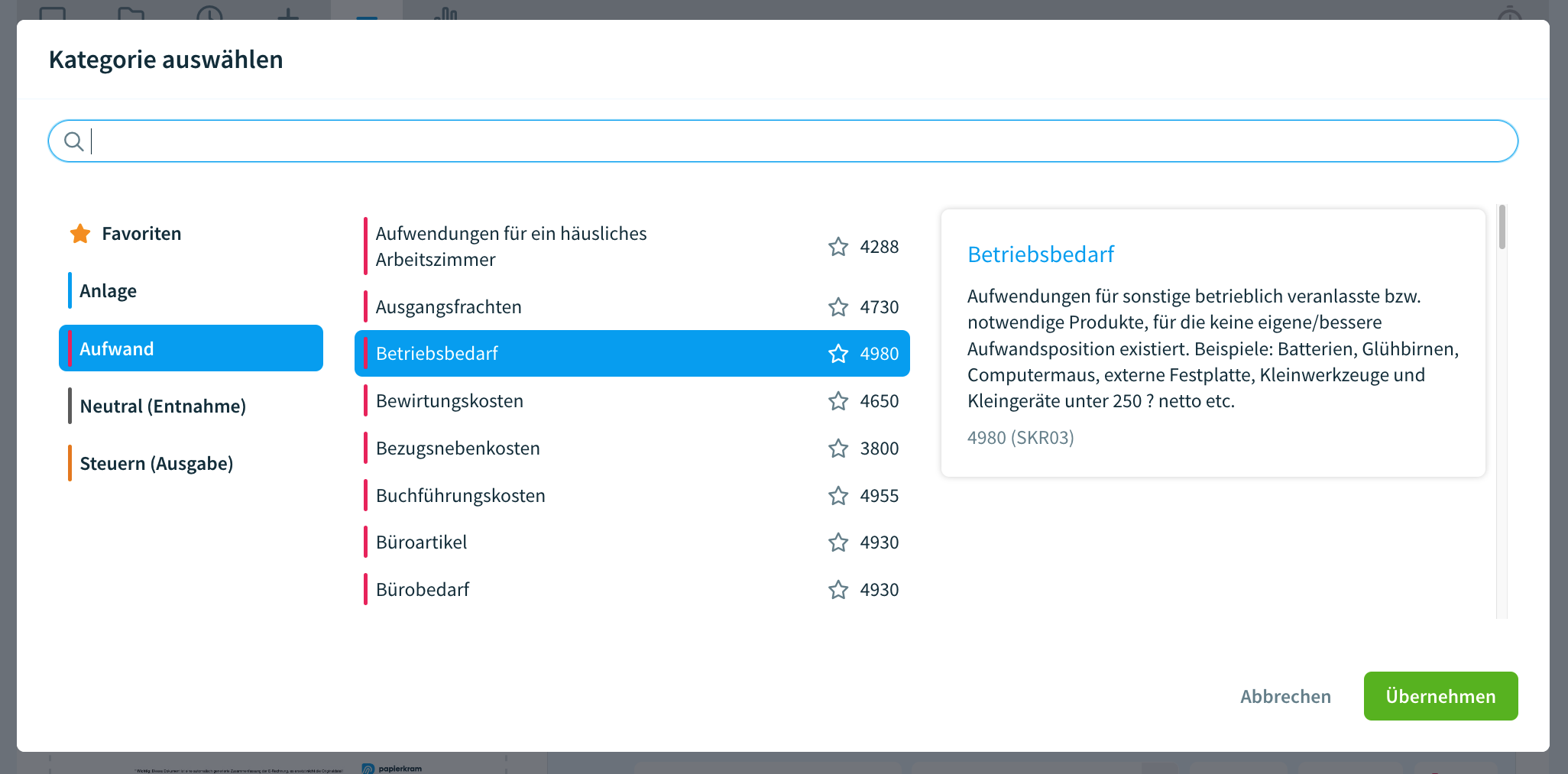 Die erweiterte Kategorienansicht in einem neuen Fenster