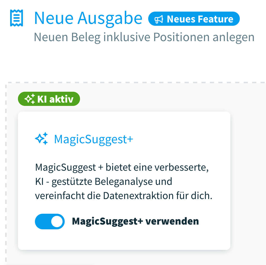 Belegerkennung mit künstlicher Intelligenz MagicSuggest+ aktivieren
