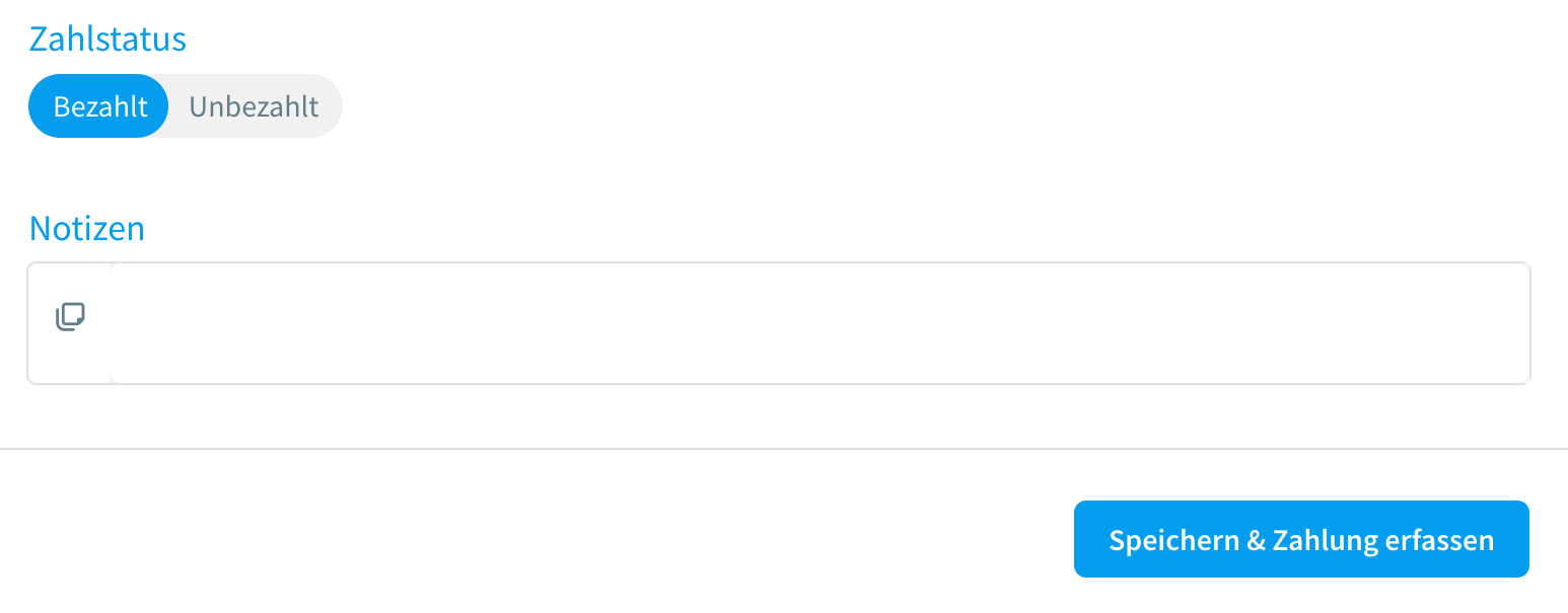 Ein gespeicherter Beleg mit Zahlstatus "bezahlt"