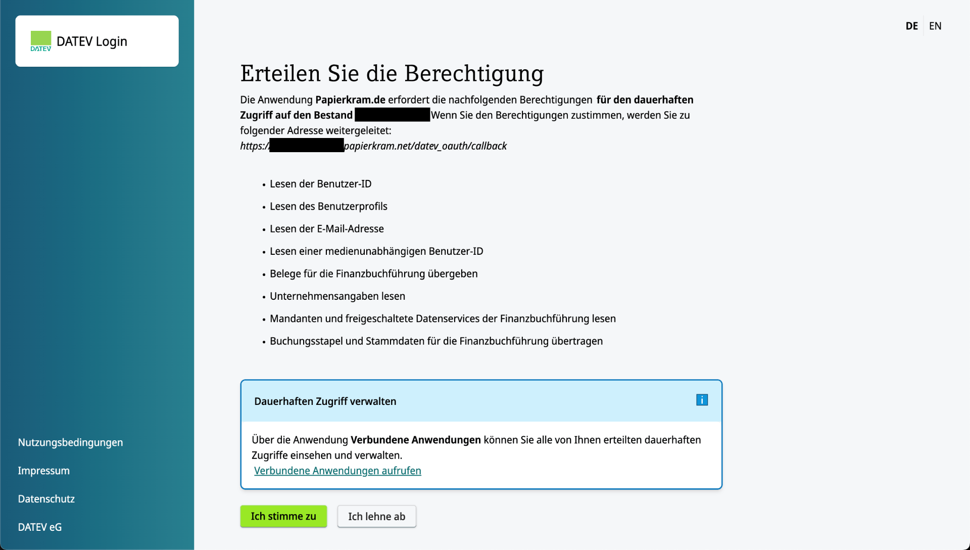 DATEV-Login Berechtigung