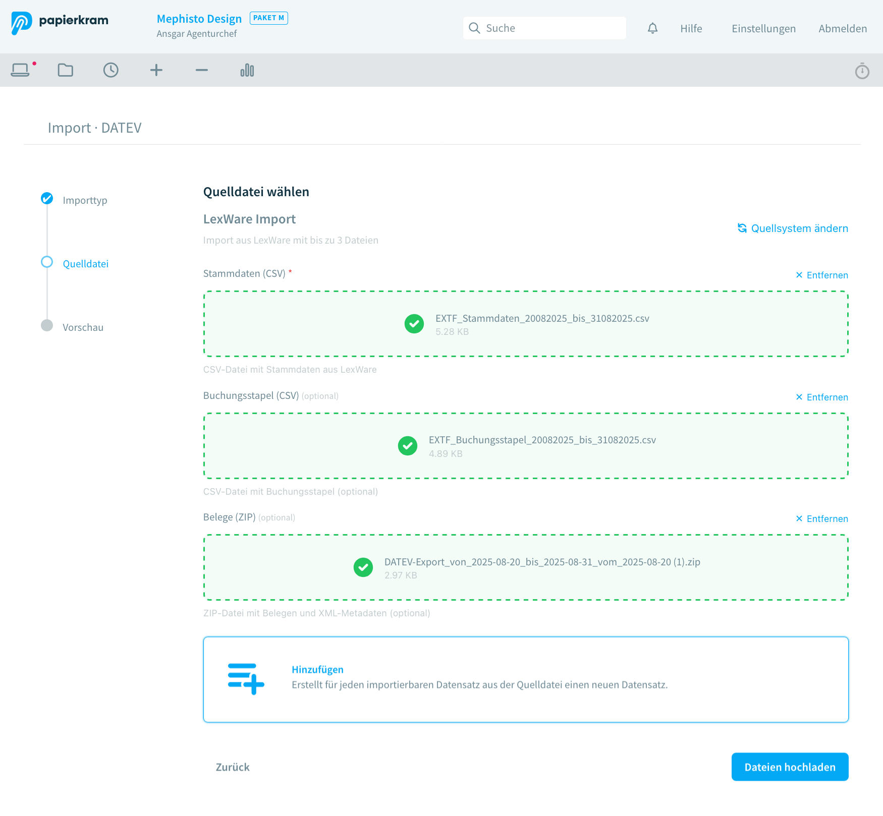 Sind die Daten aus LexWare korrekt, wird das entsprechend dargestellt